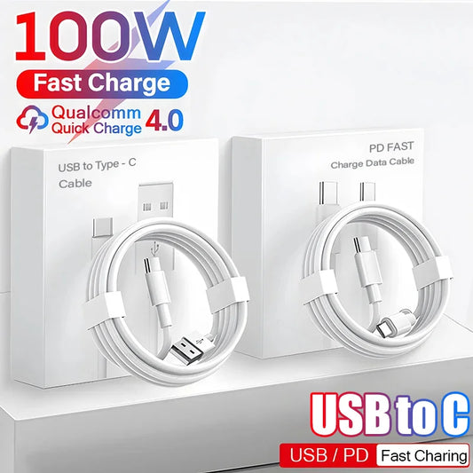 100W Fast Charging USB C Charger Chord Cable for Latest iPhones, Xiaomi, Samsung, and More | Type C Phone Charger Accessories"