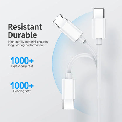 Premium 5A USB C to USB Type C Fast Charging Cable | Universal Compatibility | Quick Charge 3.0, 20W/100W PD Power Delivery